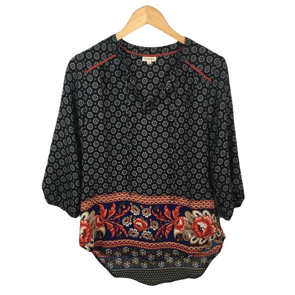 WS968 Women’s Antilia Femme Boho Chic Floral Blouse Top S